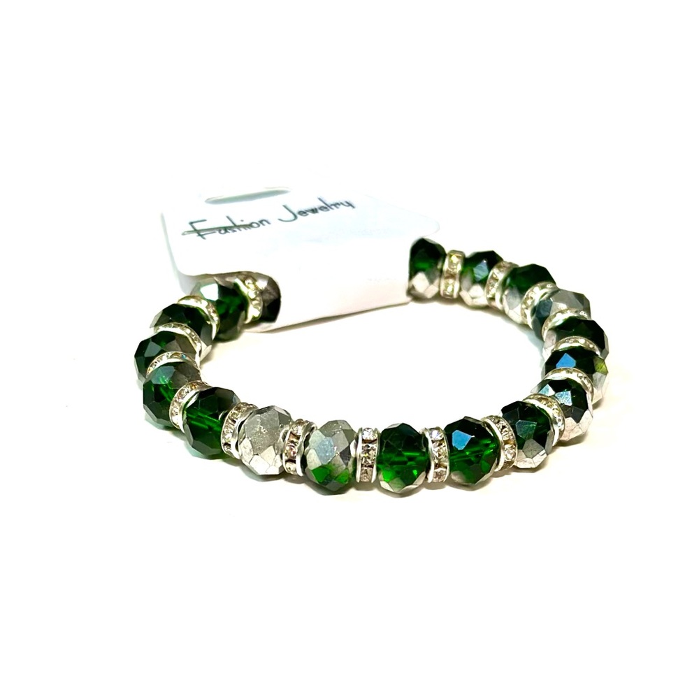 Emerald and Silver Crystal Bracelet